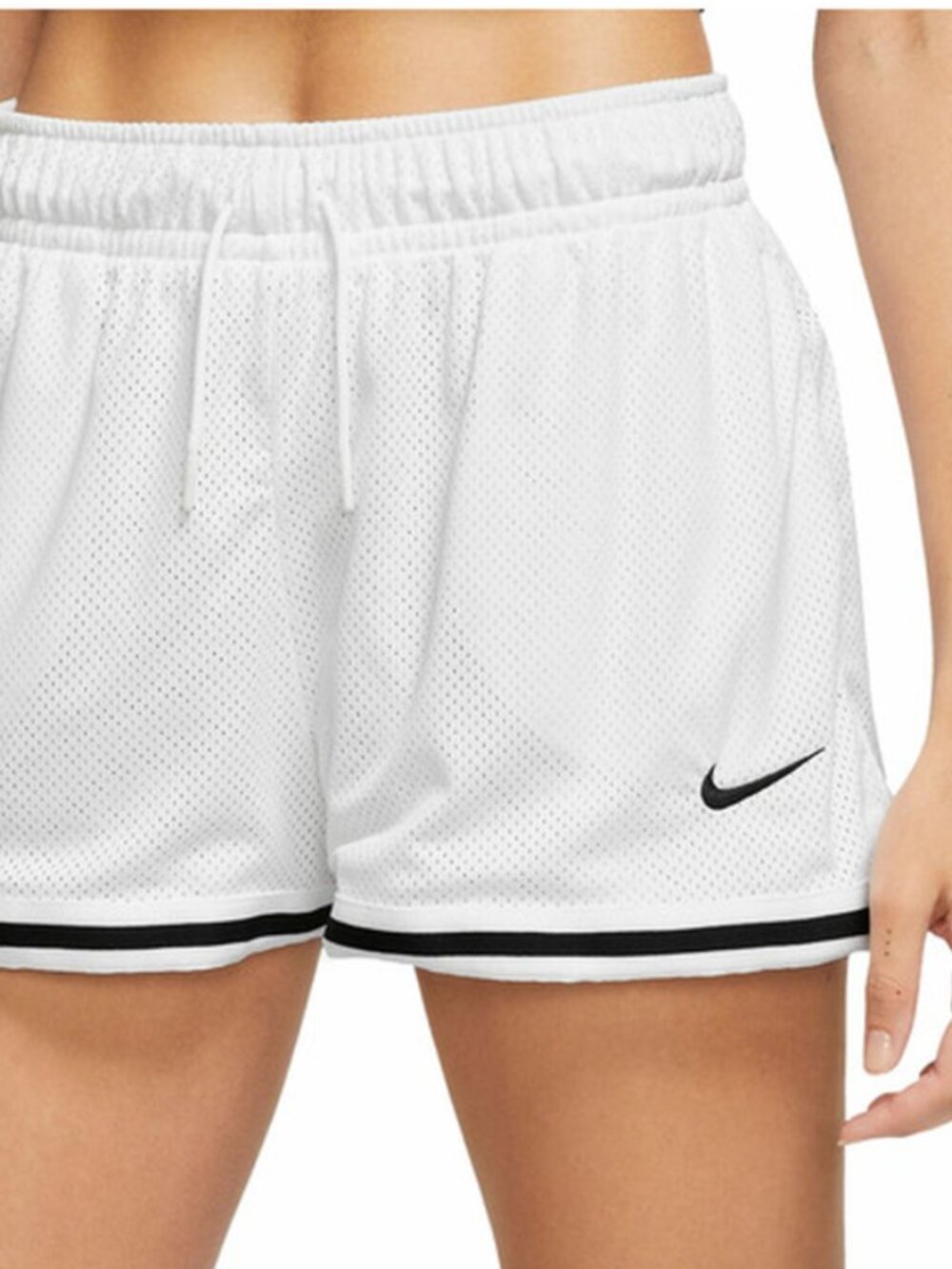 Nike Sportswear Essentials Mesh Mid-Rise Shorts Women M White Loose